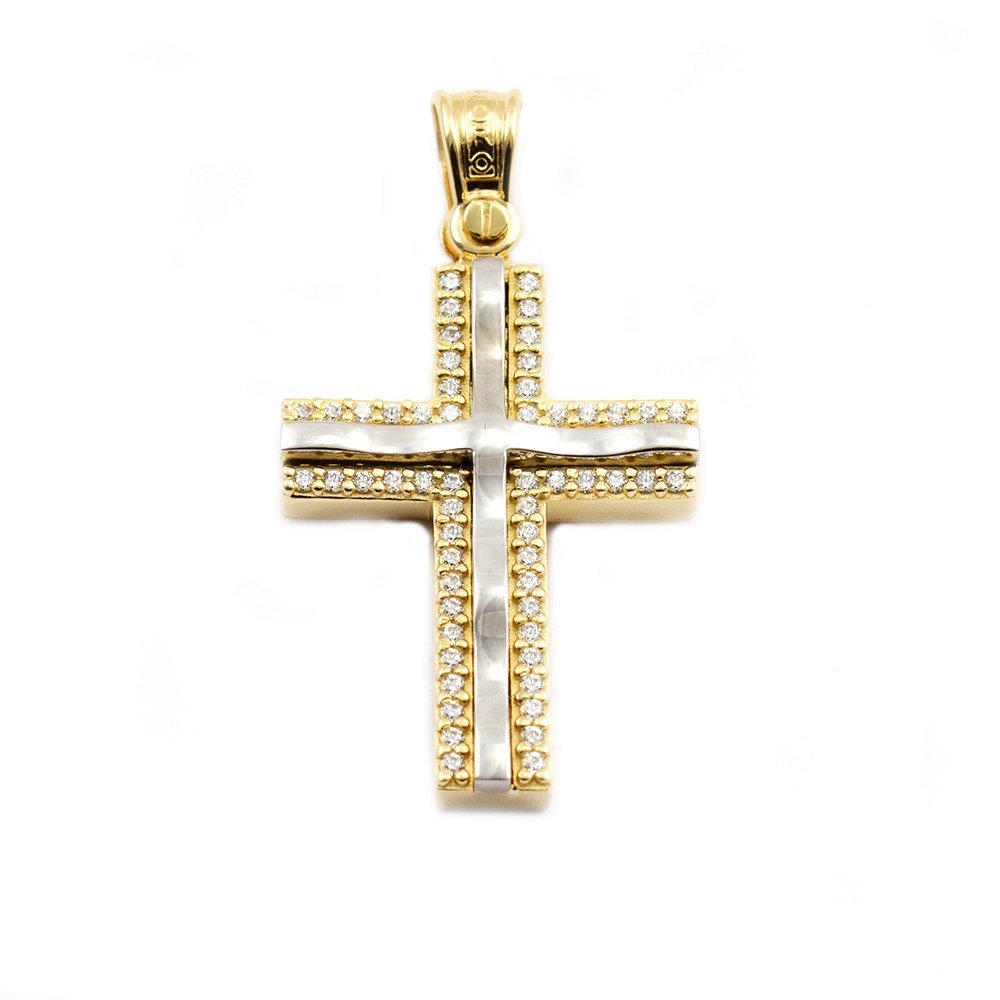 Gold cross with zircons