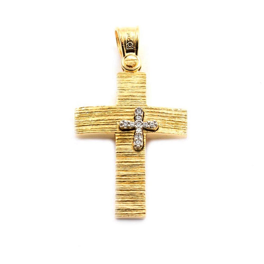 Gold cross with zircons