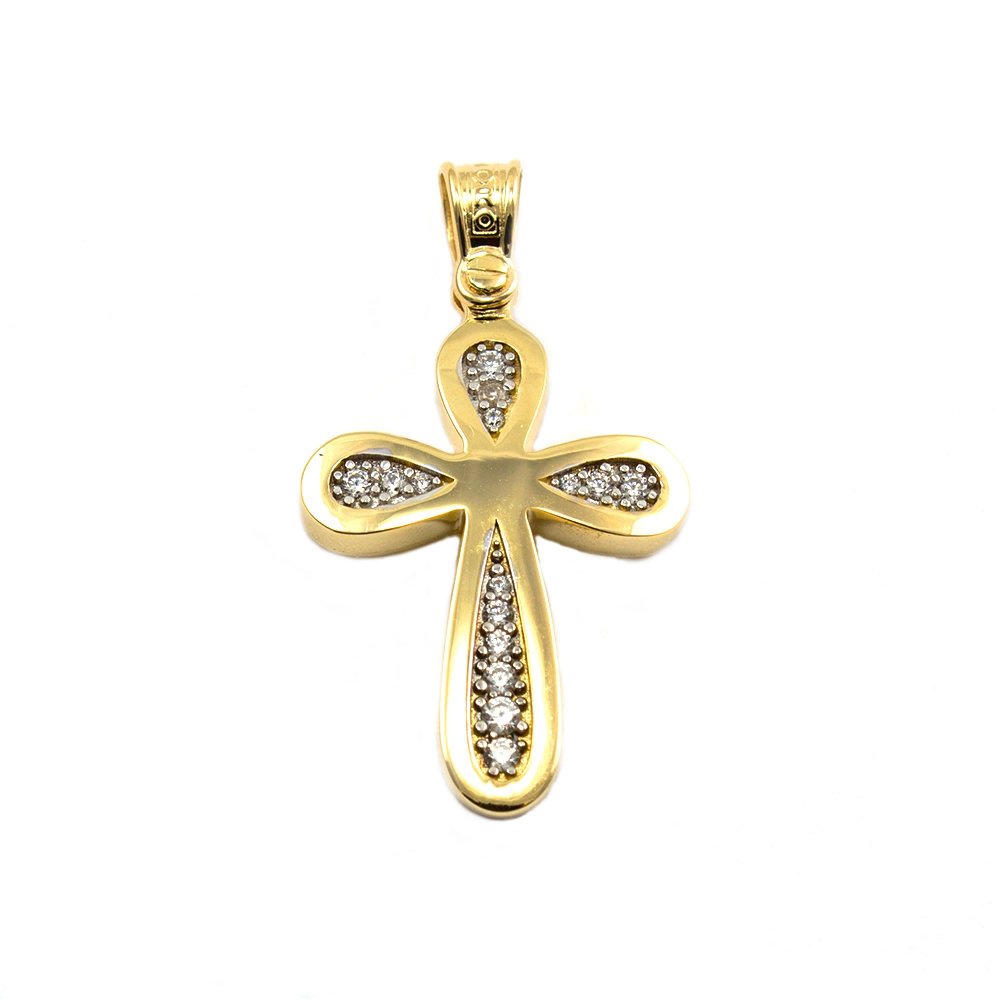 Gold cross with zircons