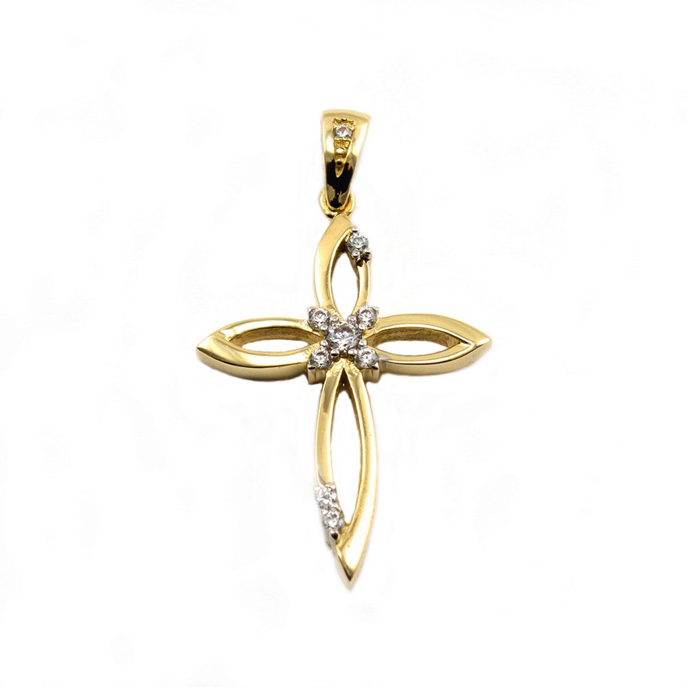 Gold cross with zircons