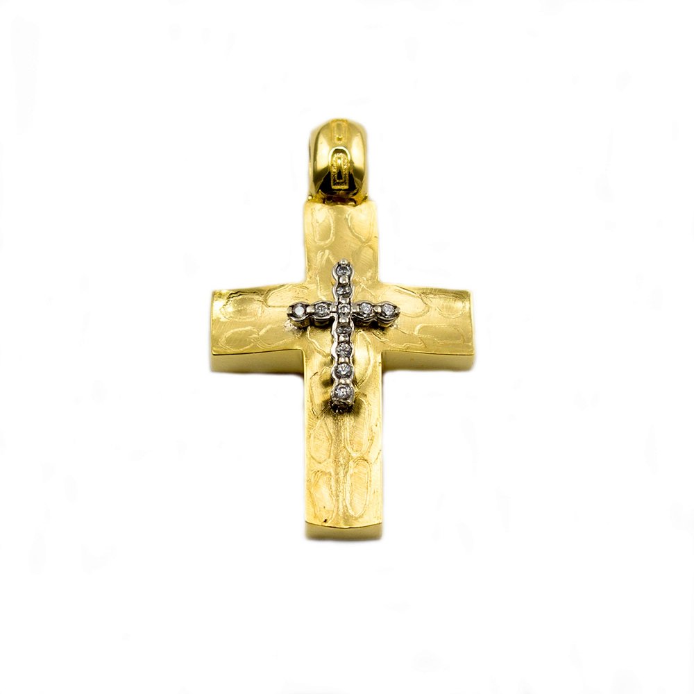 Gold cross with zircons