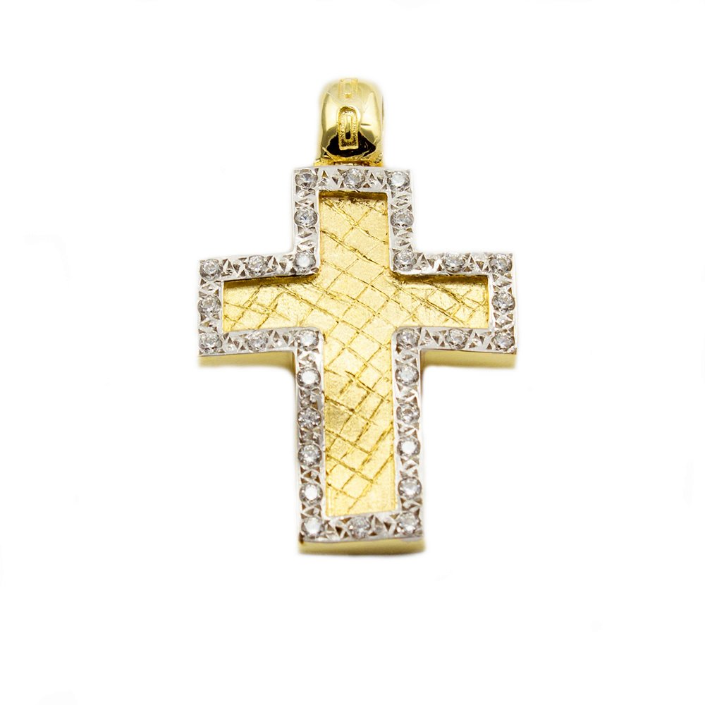 Gold cross with zircons