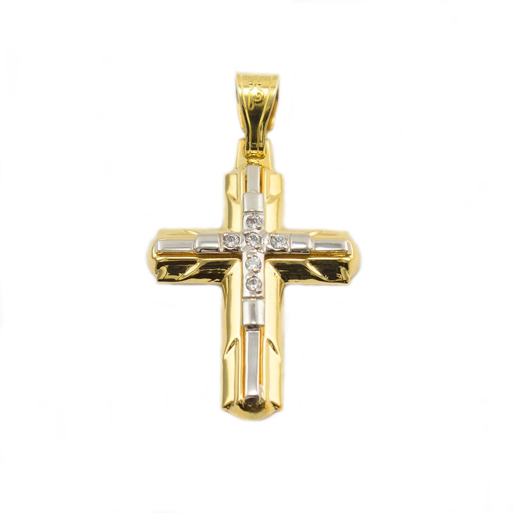 Gold cross with zircons