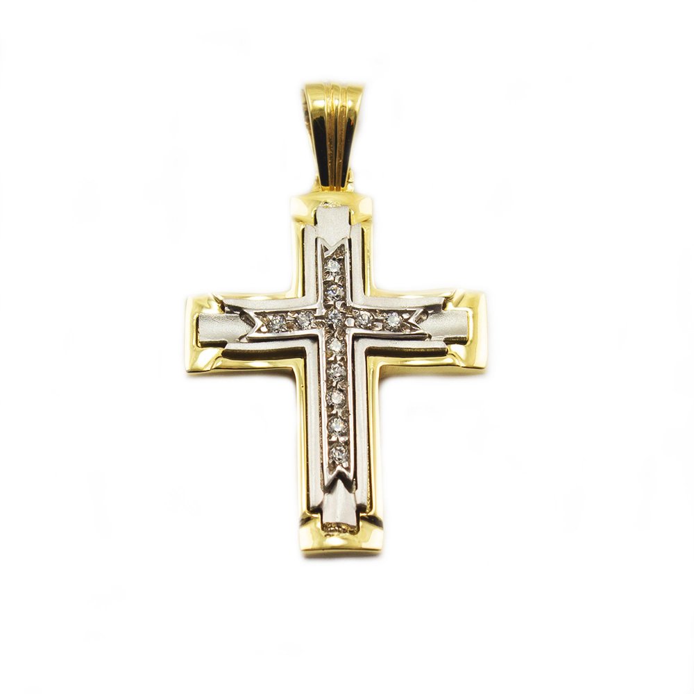 Gold cross with zircons