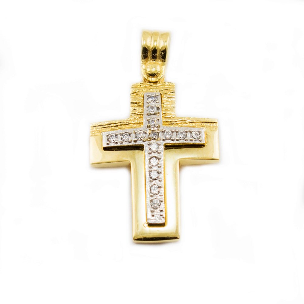 Gold cross with zircons