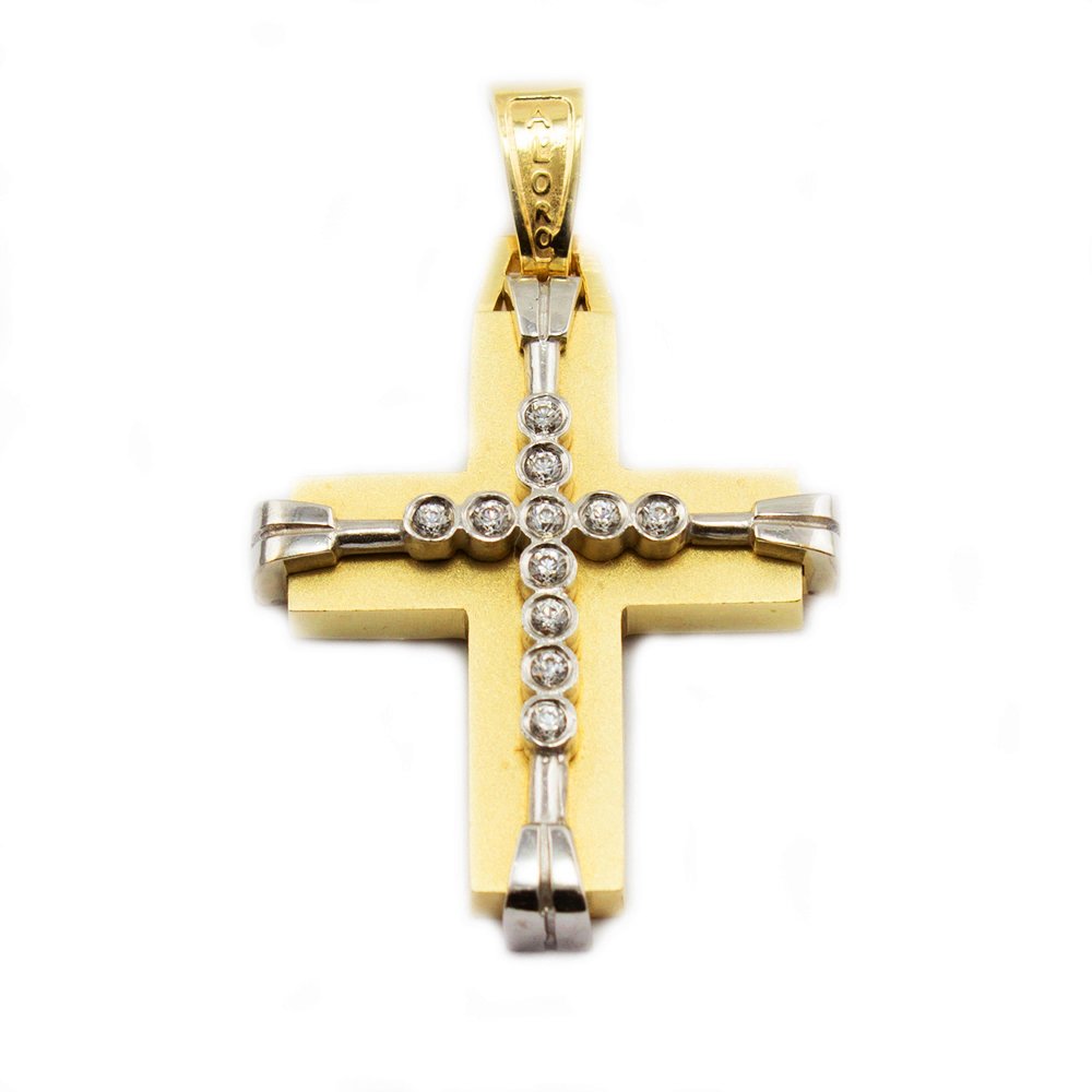 Gold cross with zircons