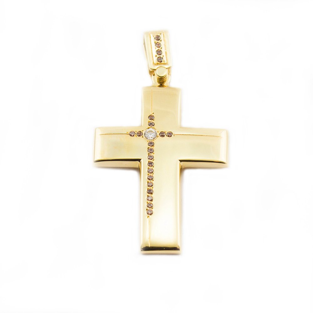 Gold cross with zircons