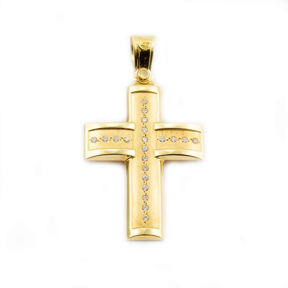 Gold cross with zircons