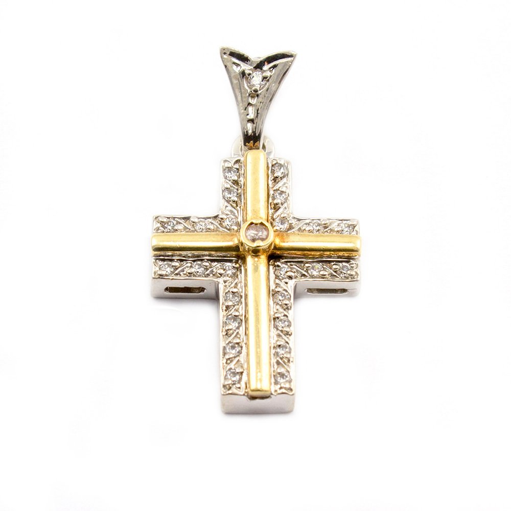 Gold cross with zircons