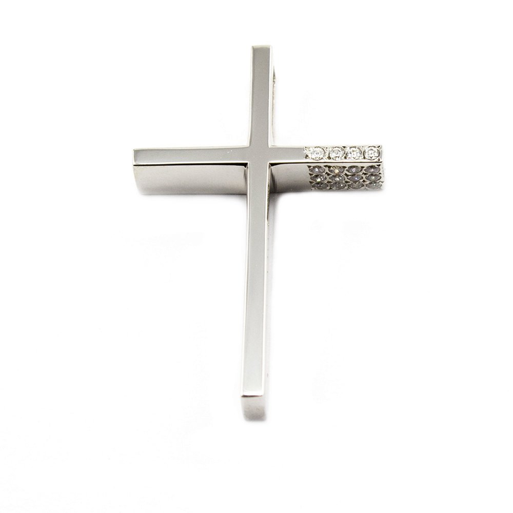 White gold cross with zircons