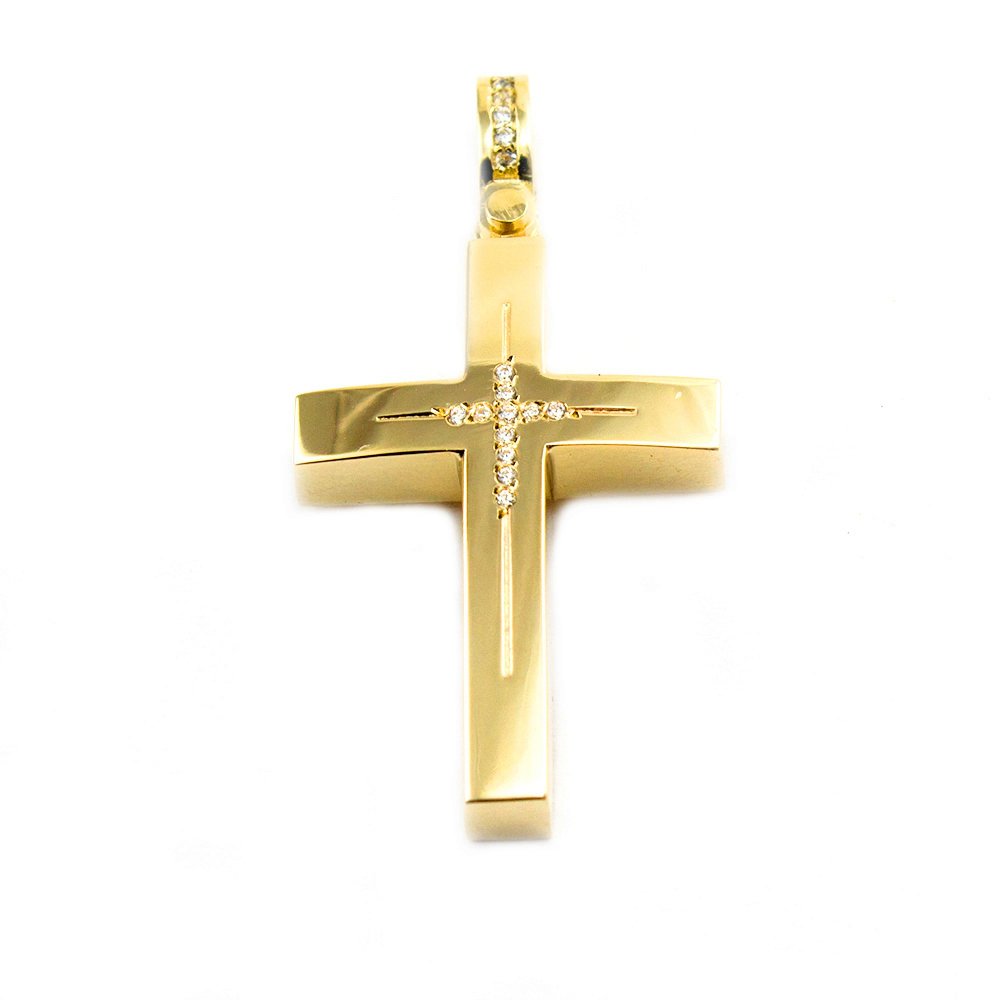 Gold cross with zircons