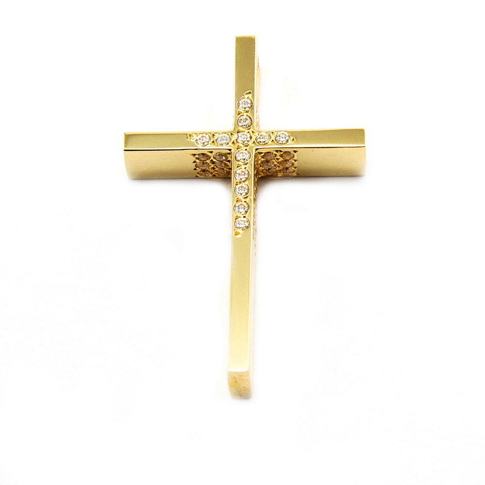 Gold cross with zircons