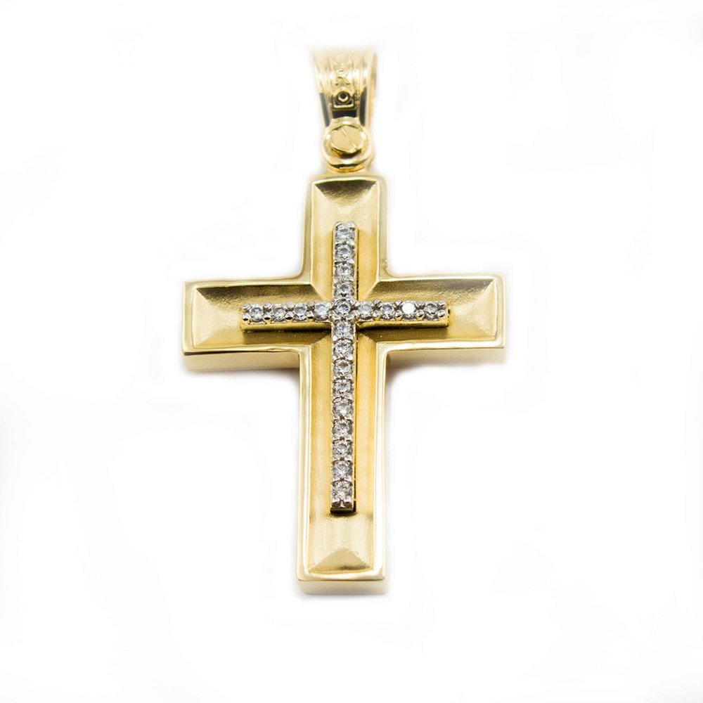 Gold cross with zircons