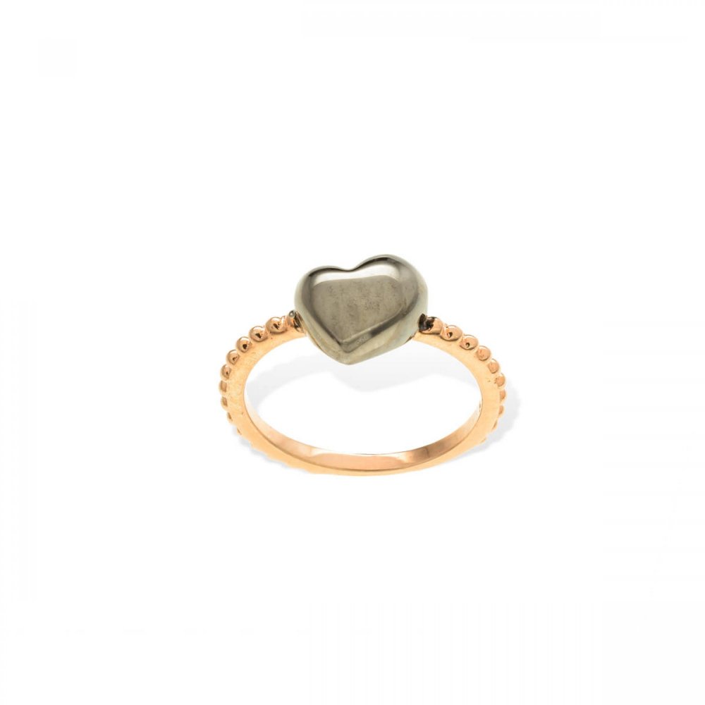 Heart Silver ring with rose gold, black platinum and heart motif