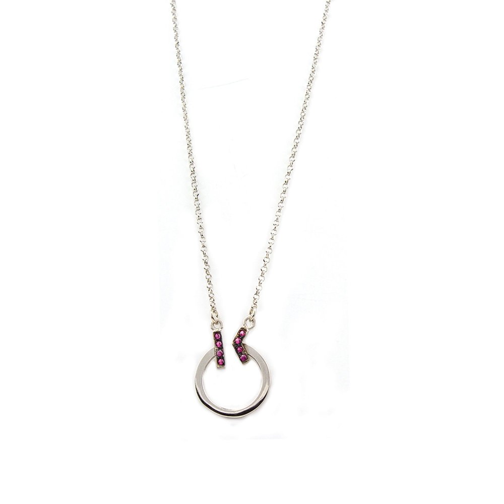K collection necklace with fuchsia zircons