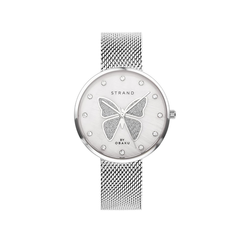 Strand by Obaku Watch with Silver Bracelet and White Mother-of-Pearl Dial S700LXCWMC-DB