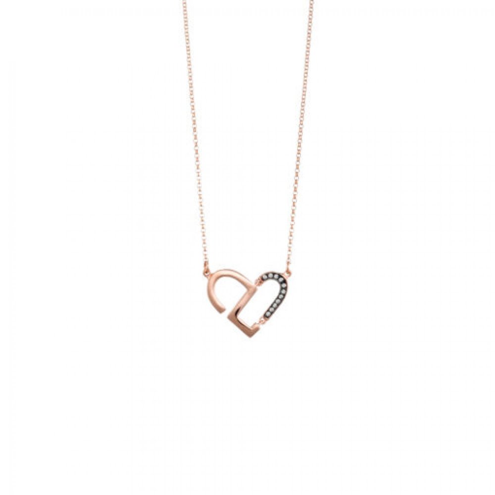 Heart Silver heart necklace with white zircons