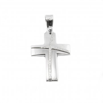 Κροντηρά White gold cross with zircons