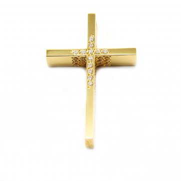 Κροντηρά Χρυσός σταυρός με ζιργκόν