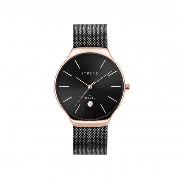 Strand Strand by Obaku watch with black bracelet and date S701GDVBMB