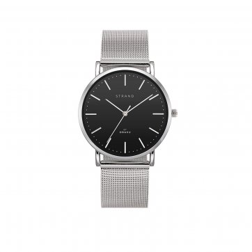 Strand Strand by Obaku watch with silver bracelet and black dial S702GXCBMC