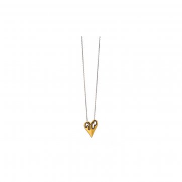 Heart Heart necklace with enamel and black platinum chain