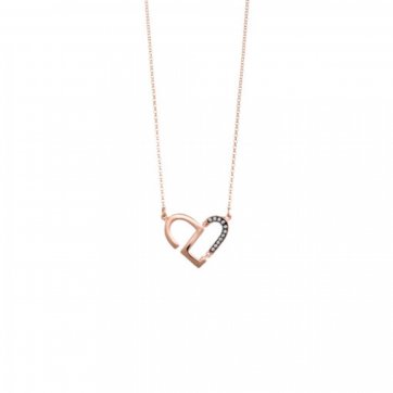 Heart Silver heart necklace with white zircons